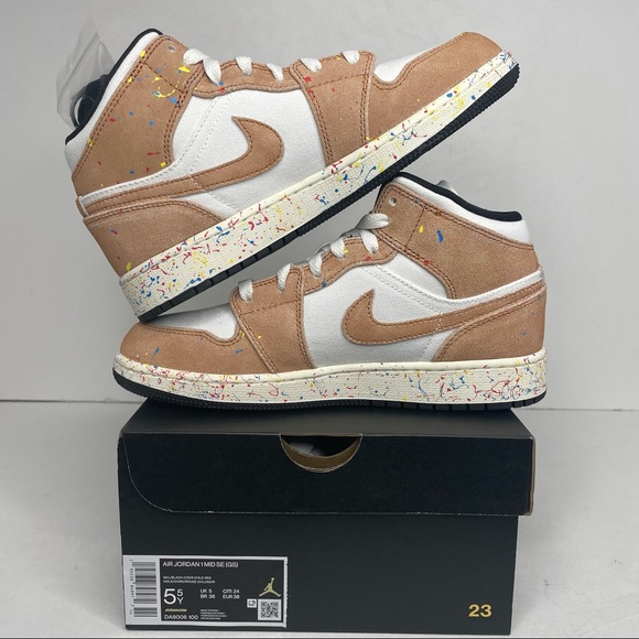 Nike Air Jordan 1 Retro Mid GS SE “Brushstrokes” NEW 2021 - Picture 3 of 4